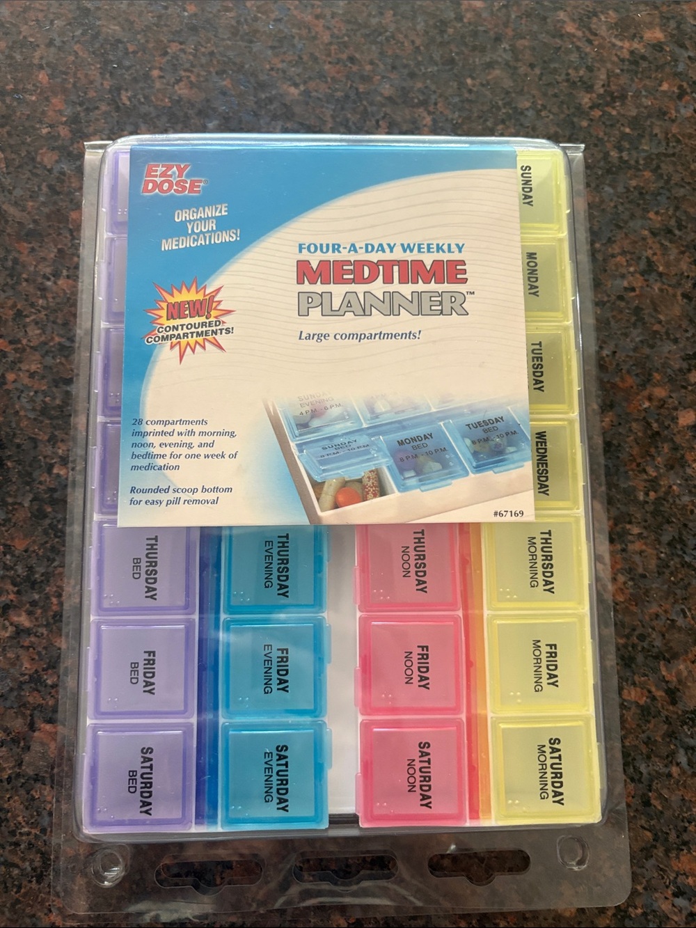 MED TIME PLANNER 7 Day 28 Pill BoxesAM/NOON/EVENING/BEDTIME  Organizer NEW